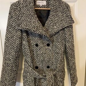 Calvin‎ Klein Women's Black and White Pea Coat
